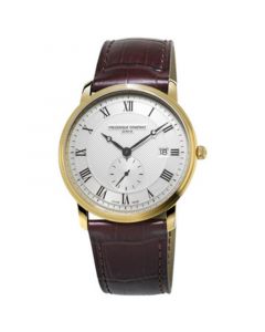 Men's Swiss Slimline Quartz Brown Leather Strap Watch 39mm