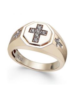 Men's Diamond Cross Ring (1/5 ct. t.w.) in 10k Gold