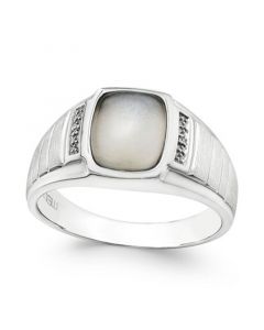 Men's Moonstone (10 x 8mm) and Diamond Accent Ring in Sterling Silver