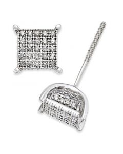 Men's Diamond Square Cluster Stud Earrings (1/4 ct. t.w.) in Sterling Silver