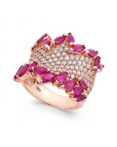 Rosa by EFFY® Ruby (3-1/4 ct. t.w.) & Diamond (1-3/8 ct. t.w.) Ring in 14k Rose Gold