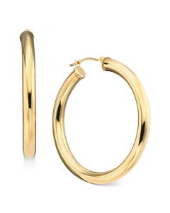 14k Gold Large Polished Hoop Earrings