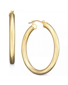 Polished Round Hoop Earrings in 14k Gold, 30mm