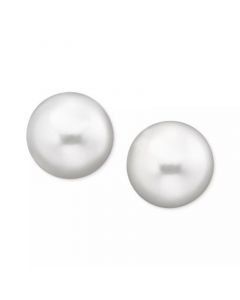 Pearl Earrings, 14k Gold Cultured Freshwater Pearl Stud Earrings (10mm) (Also Available in Pink Cultured Freshwater Pearl)