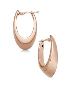 Polished Visor Hoop Earrings in 14k Rose Gold