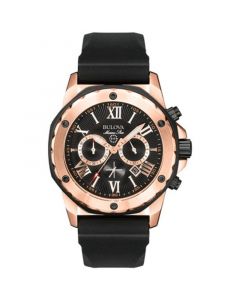 Men's Chronograph Black Rubber Strap Watch 44mm 98B104