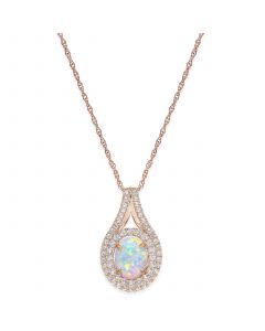 Lab-Created Opal (1 ct. t.w.) and White Sapphire (3/4 ct. t.w.) in 14k Rose Gold-Plated Sterling Silver