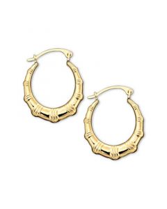 10k Gold Hoop Earrings, Small Bamboo