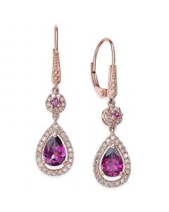 Rhodolite Garnet (1-1/2 ct. t.w.) and Diamond (1/3 ct. t.w.) Drop Earrings in 14k Rose Gold