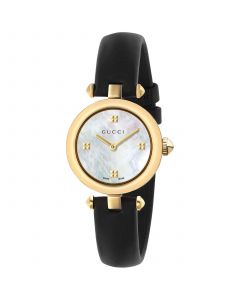 Women's Swiss Diamantissima Black Leather Strap Watch 27mm