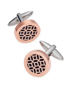 Sutton by Men's Two-Tone Stainless Steel Cut Design Cuff Links