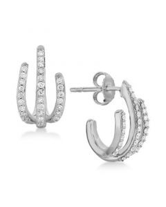 Diamond Three-Row Earrings (1/3 ct. t.w.) in Sterling Silver