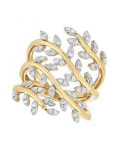 Diamond Leaf Ring (1/2 ct. t.w.) in 14k Gold-Plated Sterling Silver