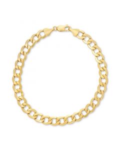 Men's Beveled Curb Link Chain Bracelet in 10k Gold