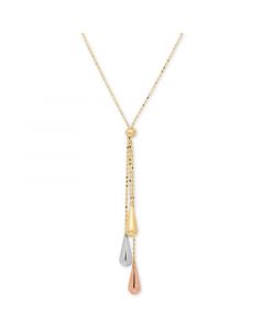 Tri-Gold Lariat Necklace in 14k Gold, White Gold and Rose Gold