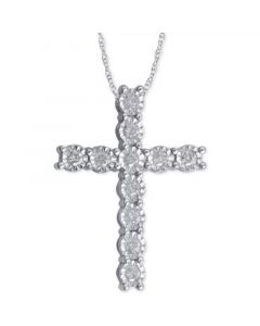 Diamond Cross Pendant Necklace (1/4 ct. t.w.) in Sterling Silver