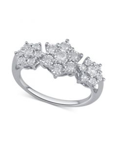 Diamond Triple Cluster Ring (1/4 ct. t.w.) in Sterling Silver