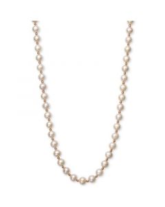 White Cultured Freshwater Pearl (7-1/2mm) and Gold Bead Collar Necklace in 14k Rose Gold