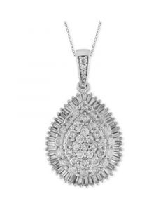 Diamond Cluster Teardrop Pendant Necklace (2 ct. t.w.) in 14k White Gold