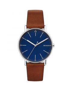 Men's Signatur Brown Leather Strap Watch 40mm SKW6355