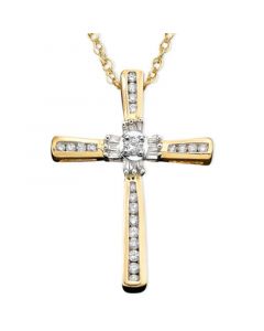 14k Gold Pendant, Diamond Cross (1/4 ct. t.w.)