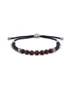 Tiger's Eye (8mm) and Onyx (6mm) Beaded Bolo Bracelet in Sterling Silver, Created for Macy's