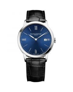 Men's Swiss Classima Black Leather Strap Watch 40mm M0A10324