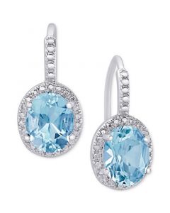 Blue Topaz (6-3/8 ct. t.w.) and Diamond Accent Drop Earrings in Sterling Silver