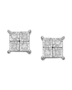 Diamond Accent Square Earrings in 14k White Gold