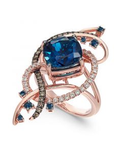 Crazy Collection® Deep Sea Blue Topaz™ (5-3/8 ct. t.w.) and Diamond (3/4 ct. t.w.) Ring in 14k Rose Gold