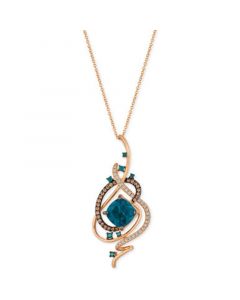 Crazy Collection® Deep Sea Blue Topaz™ (5-3/8 ct. t.w.) and Diamond (3/4 ct. t.w.) Pendant Necklace in 14k Rose Gold