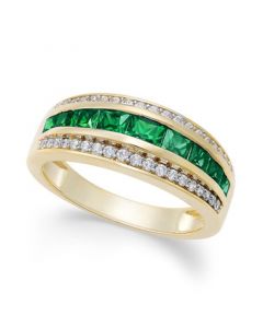 Emerald (1 ct. t.w.) & Diamond (1/6 ct. t.w.) Ring in 14k Gold