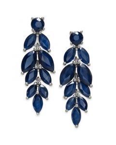 Blue Sapphire (6-1/2 ct. t.w.) & White Sapphire (1/2 ct. t.w.) Chandelier Earrings in Sterling Silver, Created for Macy's