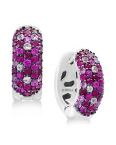 Splash by EFFY® Ruby (1-3/8 ct. t.w.) & Pink Sapphire (3/4 ct. t.w.) Hoop Earrings in Sterling Silver