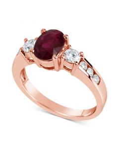 Ruby (1-1/2 ct. t.w.) & Diamond (1/2 ct. t.w.) Ring in 14k Rose Gold