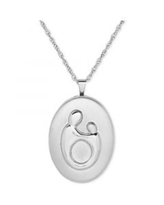 Mother-Themed Oval Locket Pendant Necklace in Sterling Silver