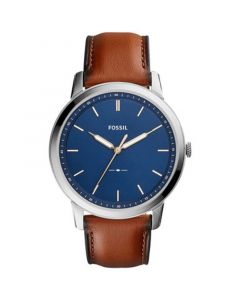 Men's The Minimalist Brown Leather Strap Watch 44mm