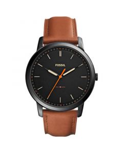 Men's The Minimalist Brown Leather Strap Watch 44mm FS5305