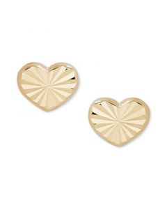 Children's Textured Heart Stud Earrings in 14k Gold