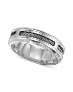 Men's Stainless Steel Ring, Comfort Fit Cable Wedding Band