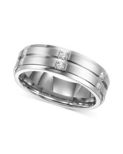 Men's Diamond Wedding Band Ring in Stainless Steel (1/6 ct. t.w.)