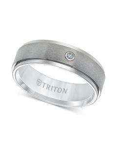 Men's Titanium Ring, 7mm Diamond Accent Wedding Band