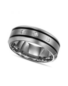 Tungsten Ring, Diamond Wedding Band (1/10 ct. t.w.)