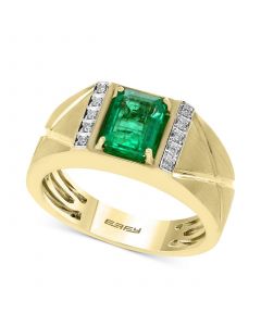 EFFY® Men's Emerald (1-3/8 ct. t.w.) and Diamond Accent Ring in 14k Gold