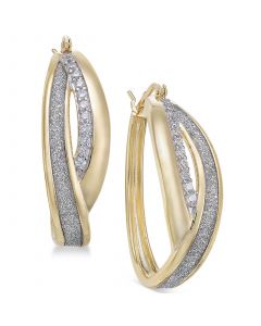 Diamond Glitter Overlap Hoop Earrings (1/4 ct. t.w.) in 14k Gold-Plated Sterling Silver