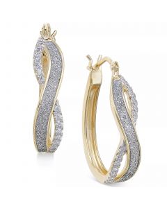 Diamond Glitter Infinity Hoop Earrings (1/6 ct. t.w.) in 14k Gold-Plated Sterling Silver or 14k Rose Gold-Plated Sterling Silver (Also available in Sterling Silver)