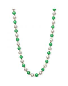 Cultured Freshwater Pearl and Jade Necklace in 14k Gold