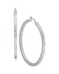 Textured Hoop Earrings in Sterling Silver