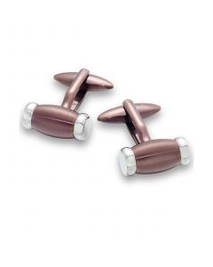 Sutton by Men's Stainless Steel Copper and Rhodium Barrel Cuff Links