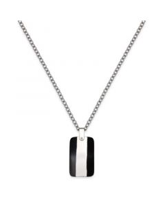 Men's Two-Tone Stainless Steel Dog Tag Pendant Necklace